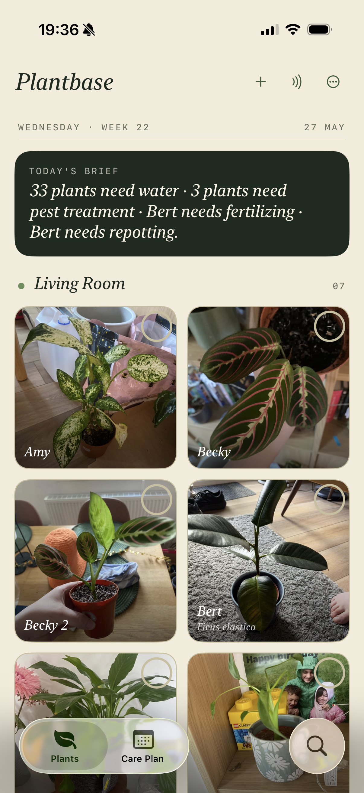 Plantbase home screen